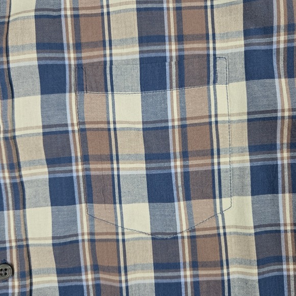 Slate & Stone Button Down Shirt Mens XL Blue Multicolor Plaid Short Sleeve - Picture 2 of 14